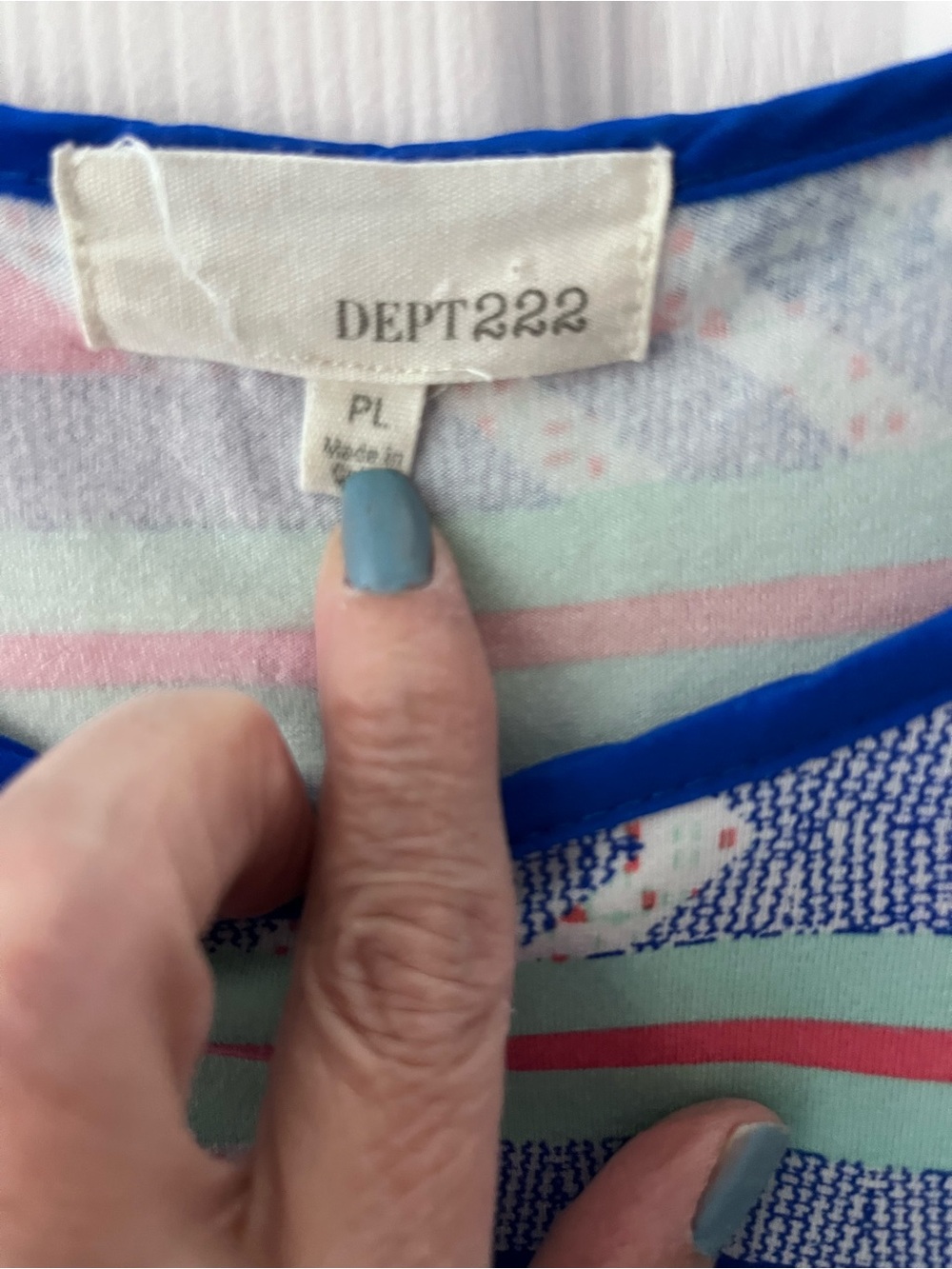 Dept 222 Blue Geometric Short-Sleeve Top - Picture 3 of 4